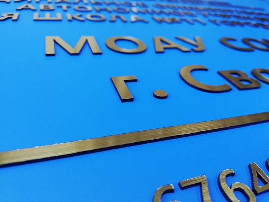 Табличка с объемными буквами